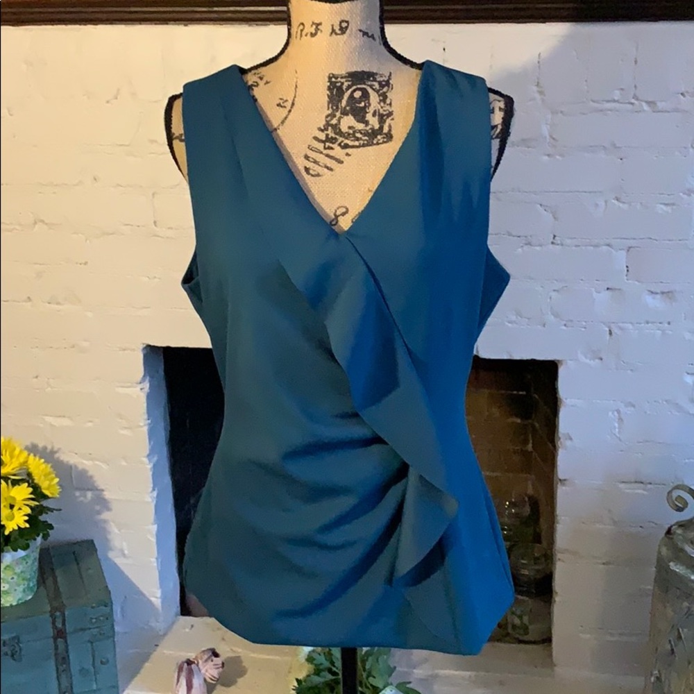 Teal sleeveless blouse